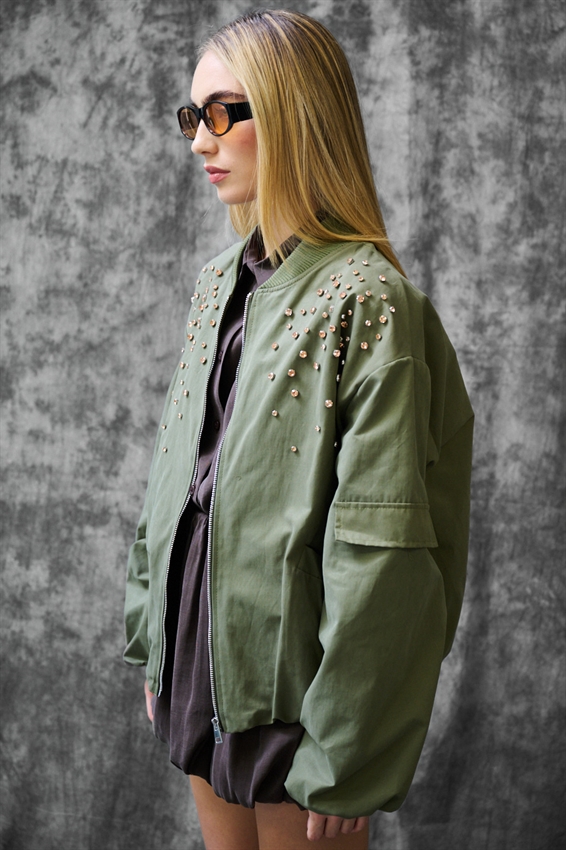 BOMBER CORTO CASTONI ROSA ARMY