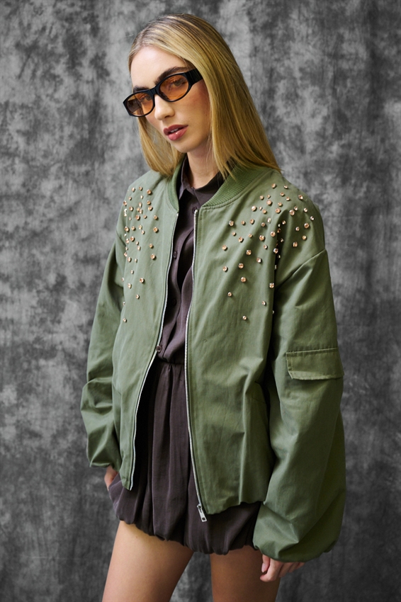 BOMBER CORTO CASTONI ROSA ARMY