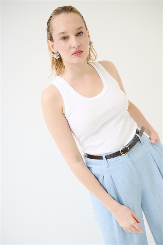 CANOTTA COSTINA CON SCOLLO BIANCO