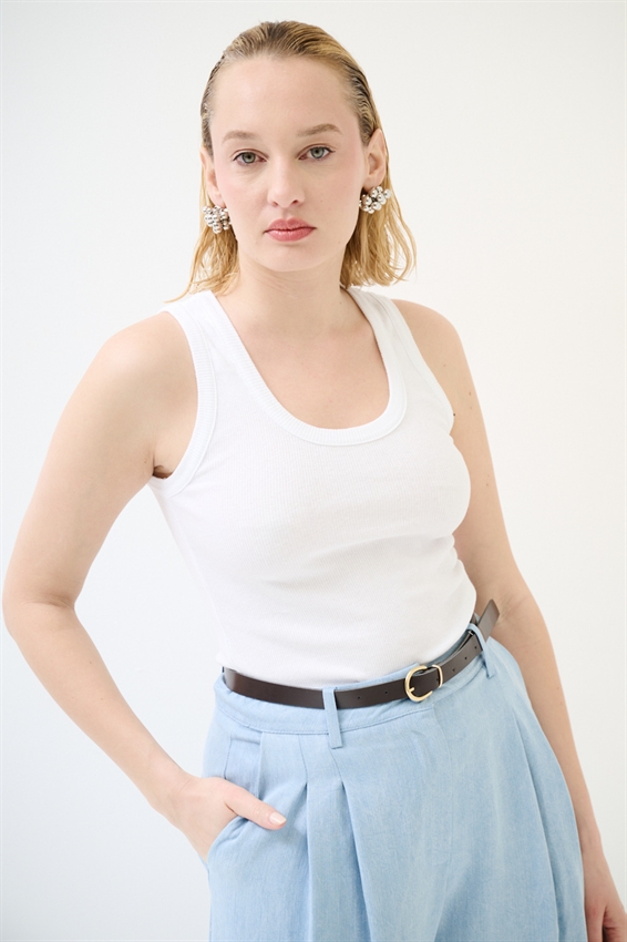 CANOTTA COSTINA CON SCOLLO BIANCO