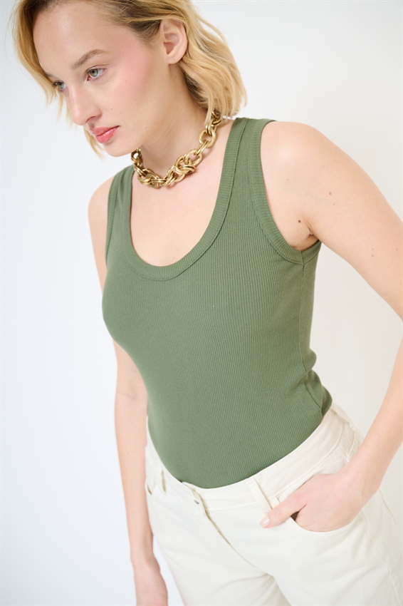 CANOTTA COSTINA CON SCOLLO VERDE MILITARE