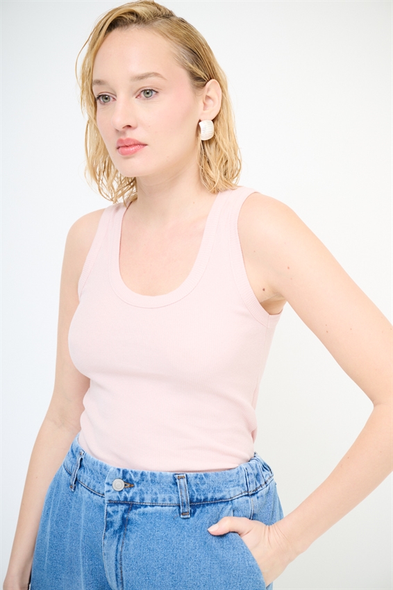 CANOTTA COSTINA CON SCOLLO ROSA