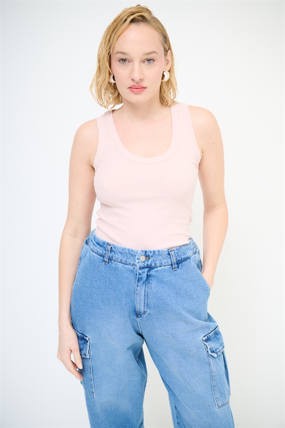 CANOTTA COSTINA CON SCOLLO ROSA