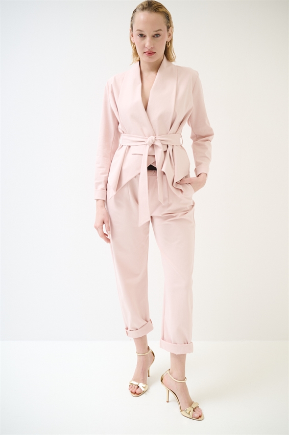 GIACCA KIMONO CON CINTURA IN PUNTO MILANO CIPRIA