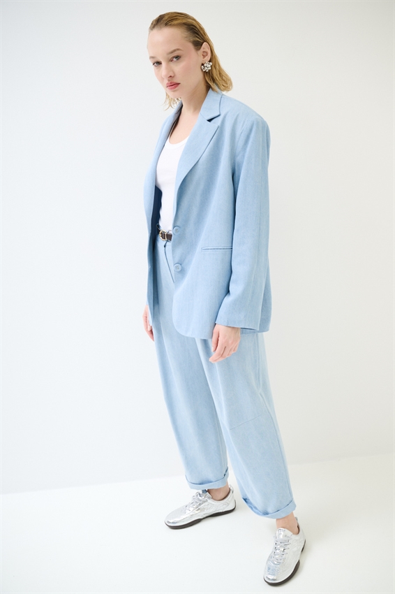 GIACCA A DUE BOTTONI CON PATTINE DENIM