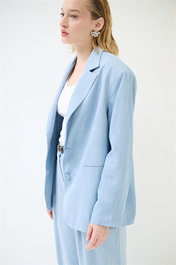 GIACCA A DUE BOTTONI CON PATTINE DENIM