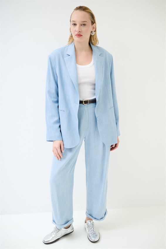 GIACCA A DUE BOTTONI CON PATTINE DENIM