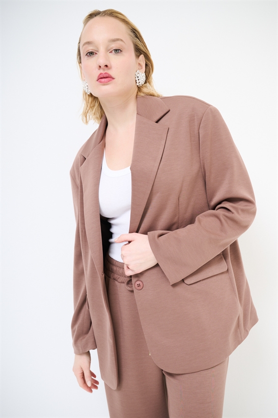 GIACCA OVER A 2 BOTT. IN MODAL NUTELLA