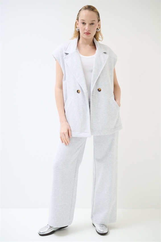 GILET IN FELPA CON STAMPA NUMERO GRIGIO CHIARO