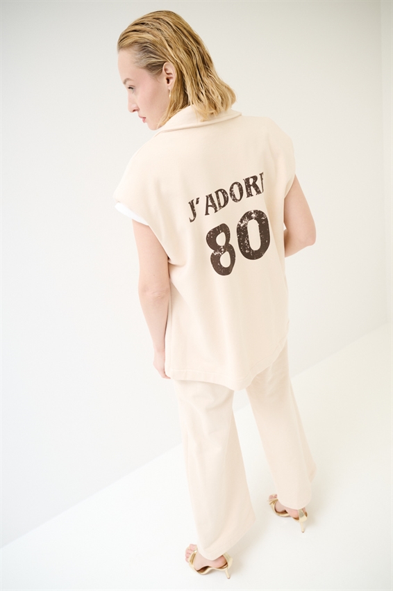 GILET IN FELPA CON STAMPA NUMERO NOCCIOLA