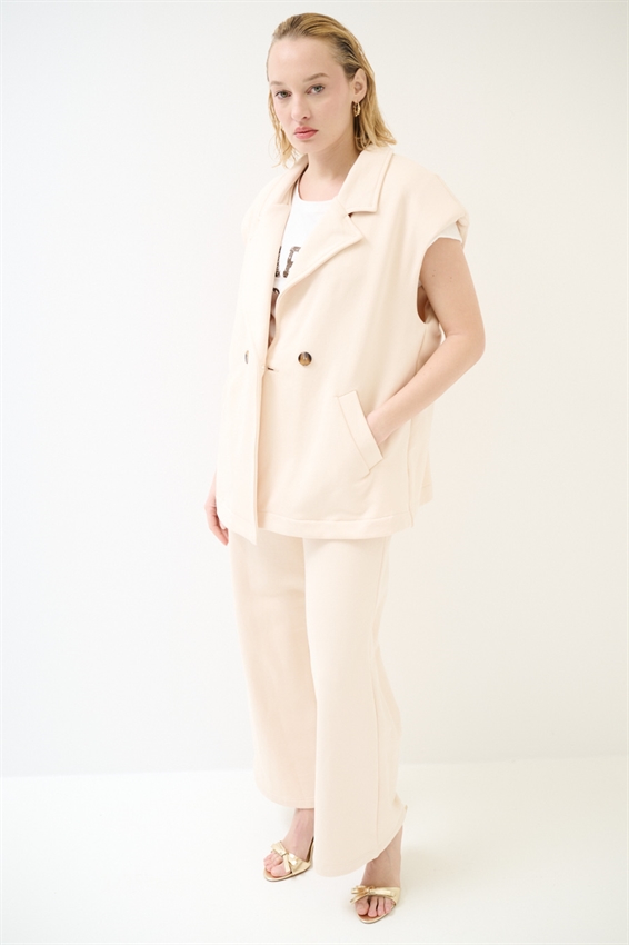 GILET IN FELPA CON STAMPA NUMERO NOCCIOLA