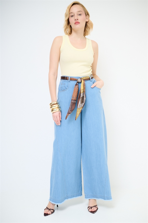 JEANS PALAZZO FONDO TG. VIVO CON BANDANA BLU CHIARO
