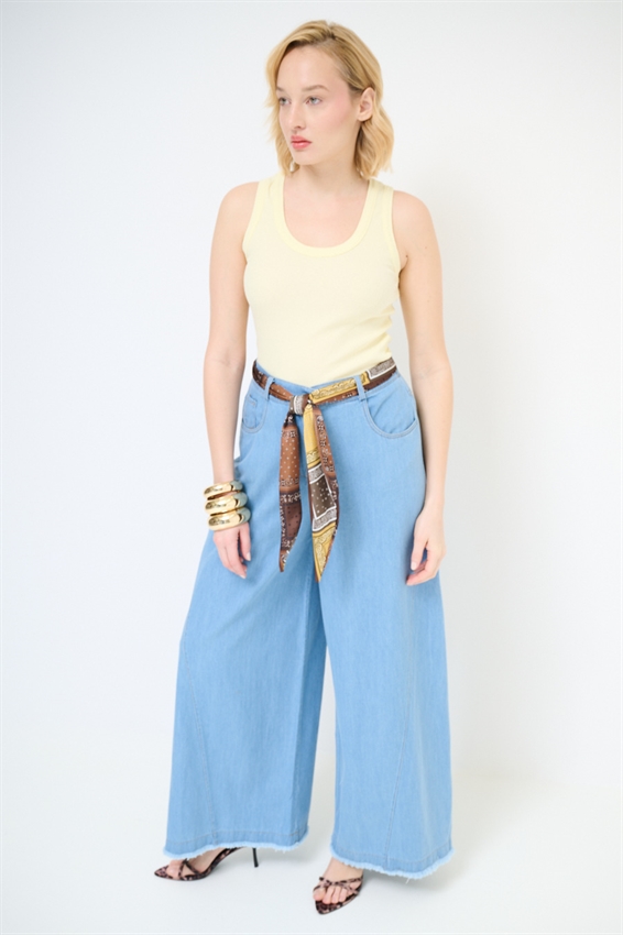 JEANS PALAZZO FONDO TG. VIVO CON BANDANA BLU CHIARO