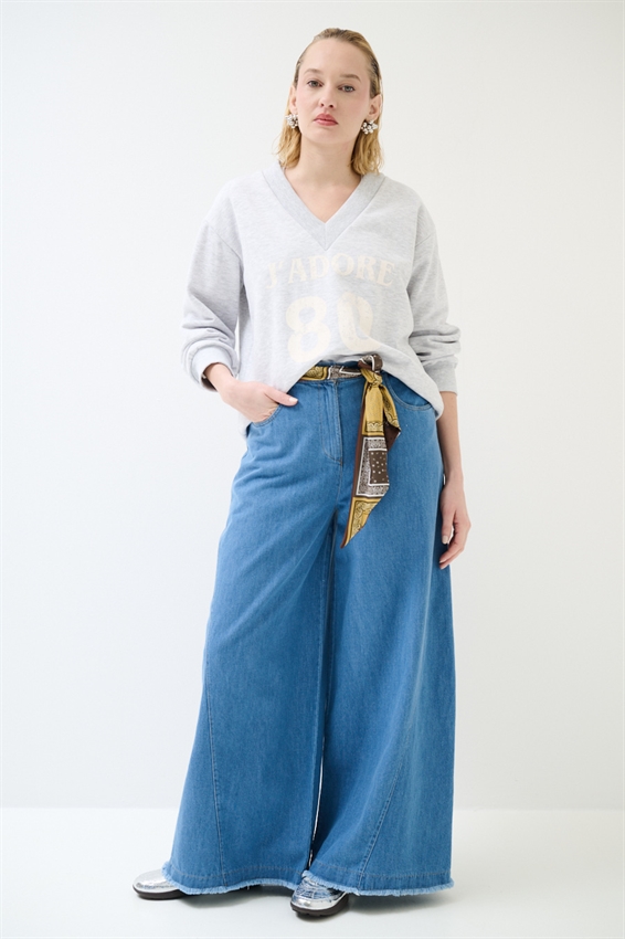 JEANS PALAZZO FONDO TG. VIVO CON BANDANA BLU MEDIO