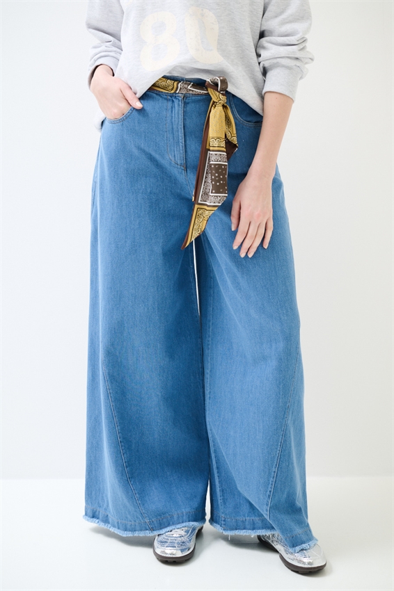 JEANS PALAZZO FONDO TG. VIVO CON BANDANA BLU MEDIO