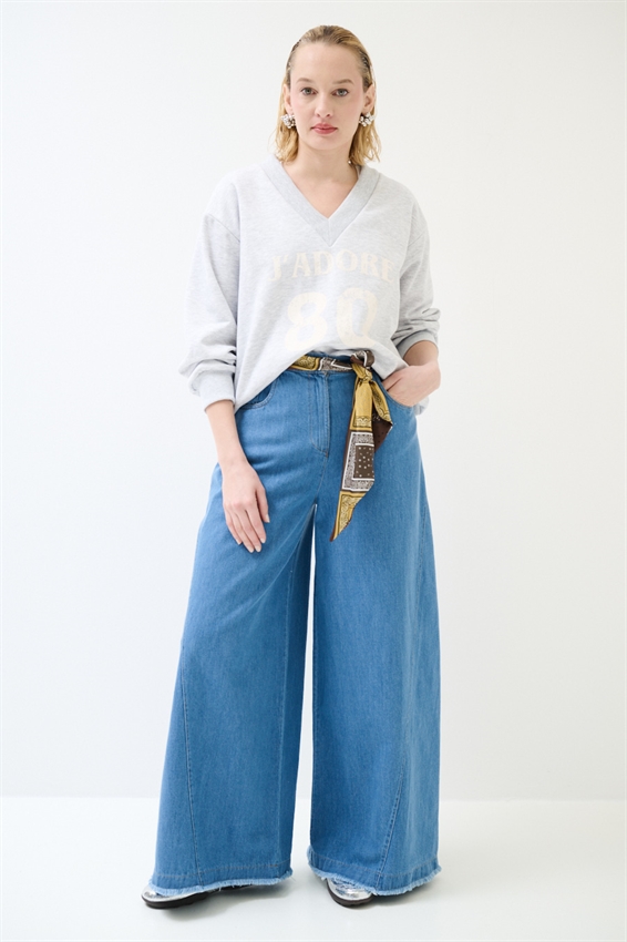 JEANS PALAZZO FONDO TG. VIVO CON BANDANA BLU MEDIO