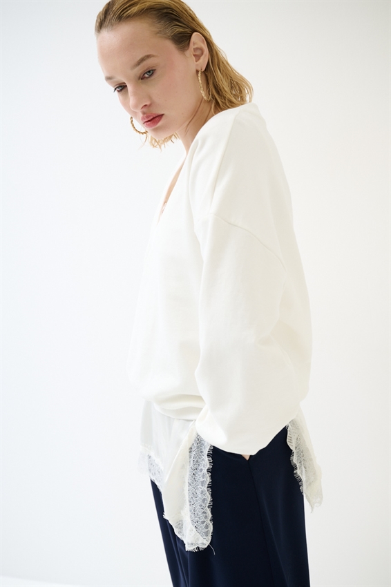 MAXI FELPA CON MINI ABITO SOTTOVESTE IN RASO PANNA