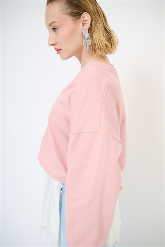 MAXI FELPA CON MINI ABITO SOTTOVESTE IN RASO POLVERE