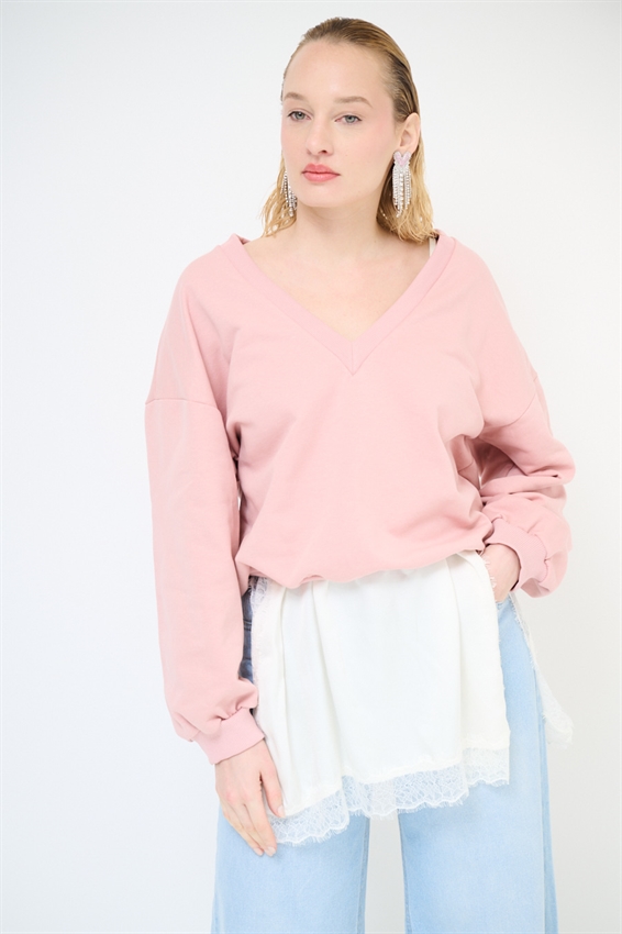 MAXI FELPA CON MINI ABITO SOTTOVESTE IN RASO POLVERE