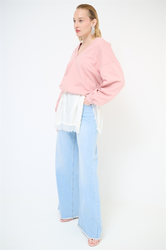 MAXI FELPA CON MINI ABITO SOTTOVESTE IN RASO POLVERE