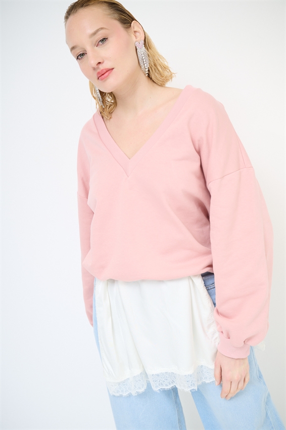 MAXI FELPA CON MINI ABITO SOTTOVESTE IN RASO POLVERE