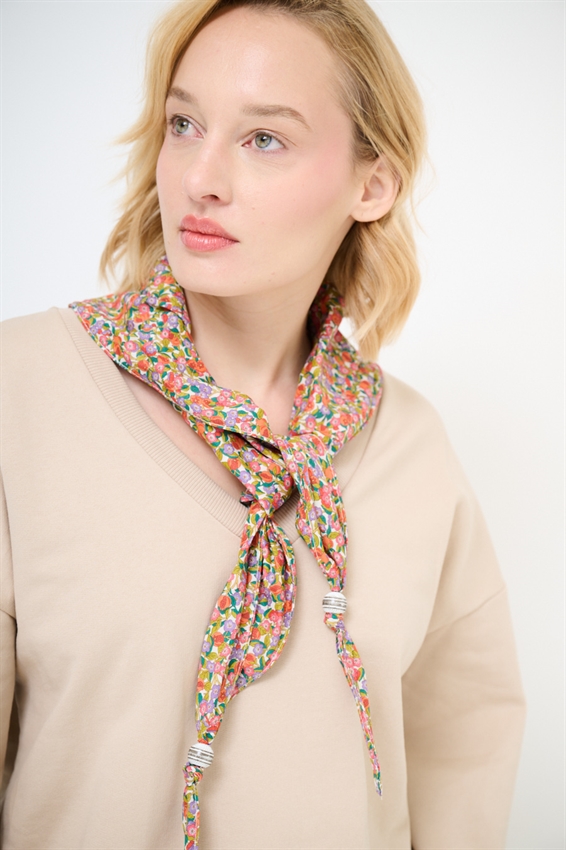 FELPA OVER SCOLLO V + FOULARD SABBIA