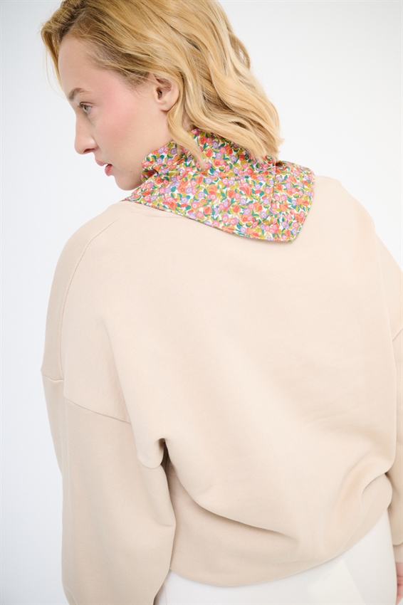 FELPA OVER SCOLLO V + FOULARD SABBIA