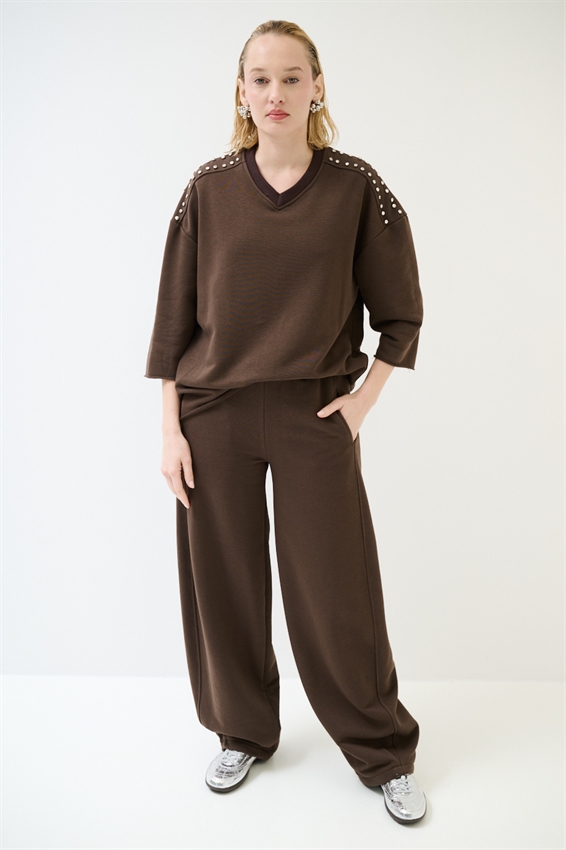 FELPA OVER MEZZA MANICA CON APPLICAZIONI SPALLA MORO