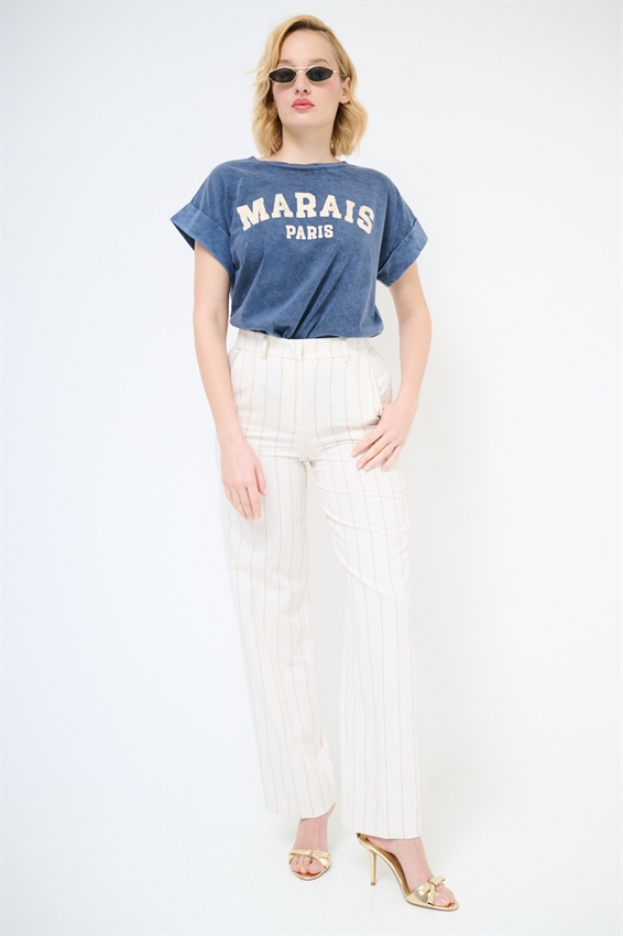 PANTALONE REGULAR A RIGHE BOUCLE BURRO