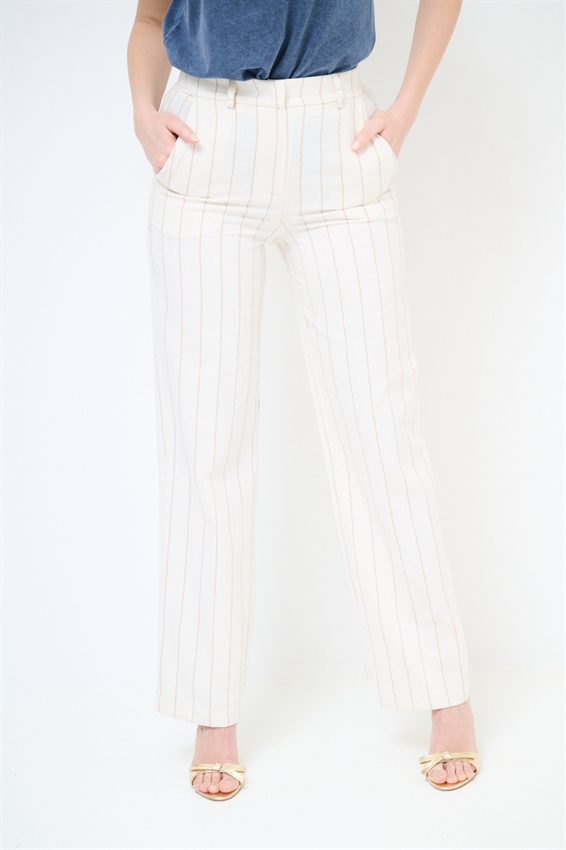 PANTALONE REGULAR A RIGHE BOUCLE BURRO