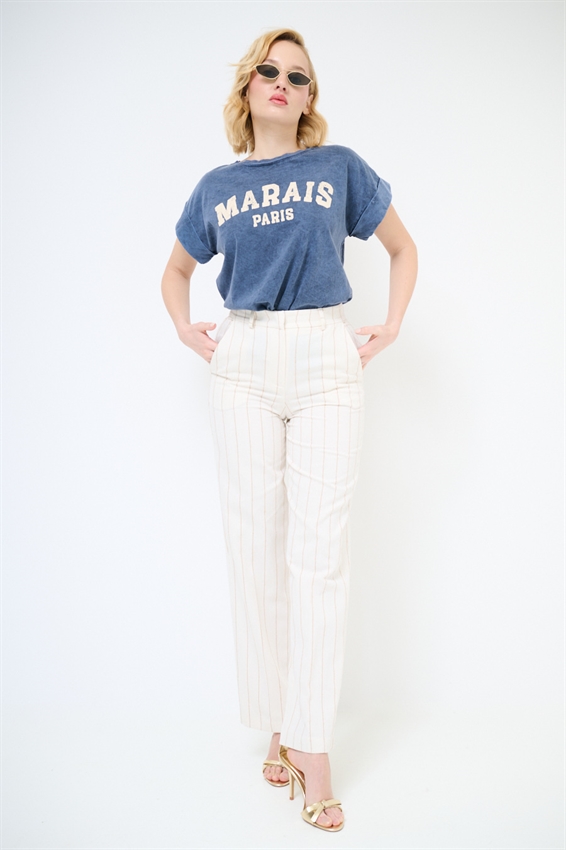 PANTALONE REGULAR A RIGHE BOUCLE BURRO