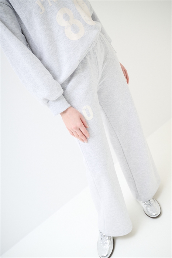 PANTALONE DRITTO IN FELPA CON STAMPA GRIGIO CHIARO