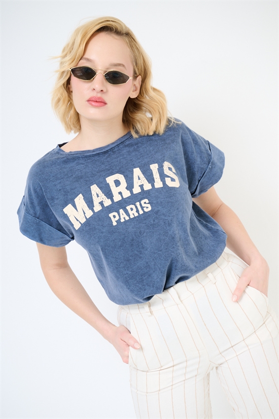 T-SHIRT STAMPA MARAIS GRIGIO