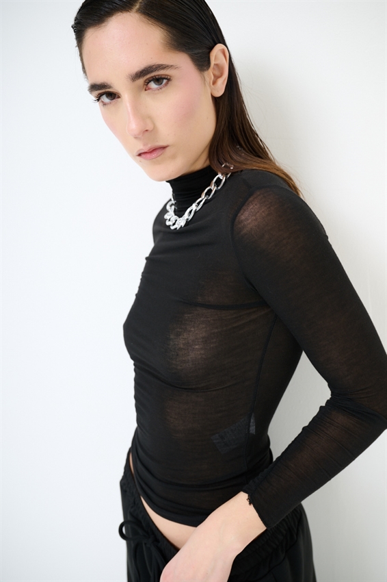 MAGLIA BASIC MEZZO COLLO MODAL NERO