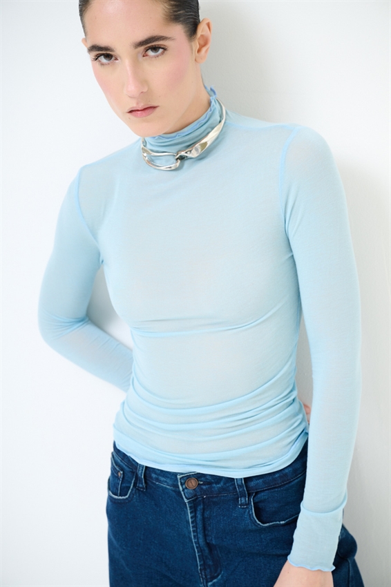 MAGLIA BASIC MEZZO COLLO MODAL CELESTE