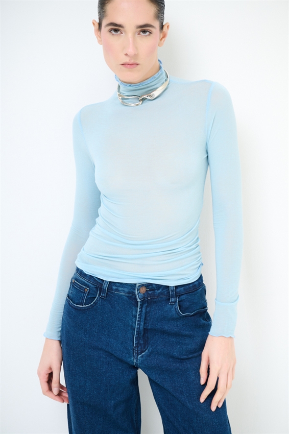 MAGLIA BASIC MEZZO COLLO MODAL CELESTE