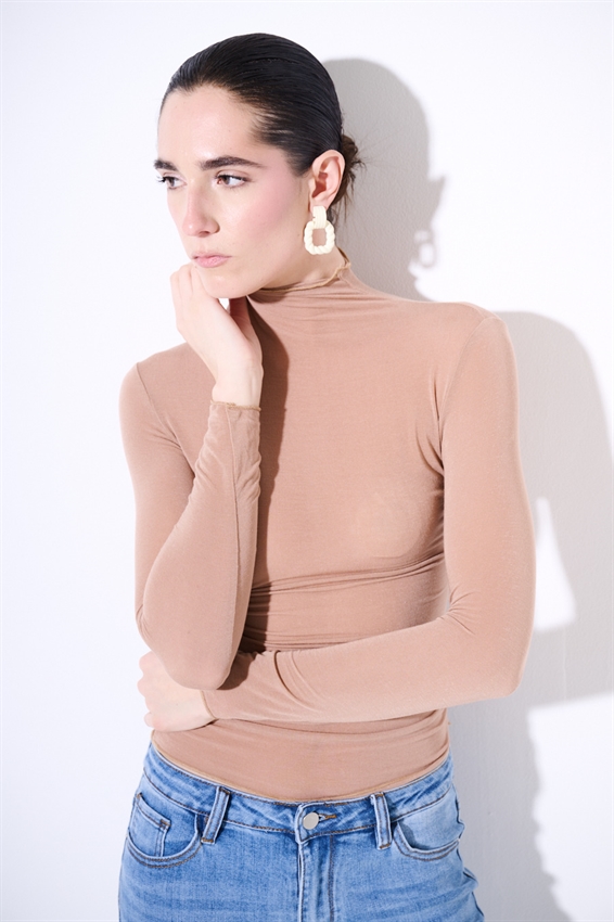 MAGLIA BASIC MEZZO COLLO MODAL MOKA