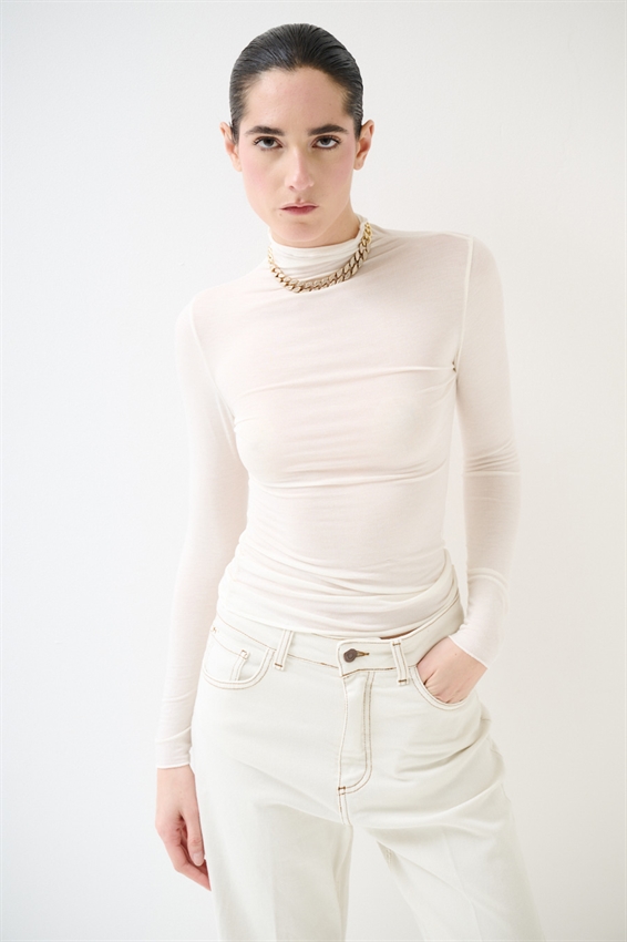 MAGLIA BASIC MEZZO COLLO MODAL PANNA