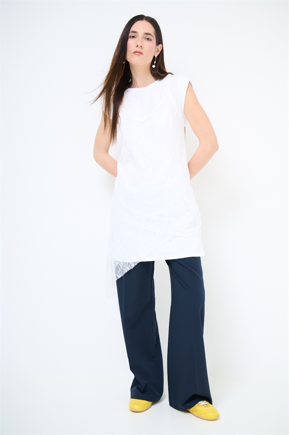 ABITO IN COTONE CON ABITO IN PIZZO BIANCO