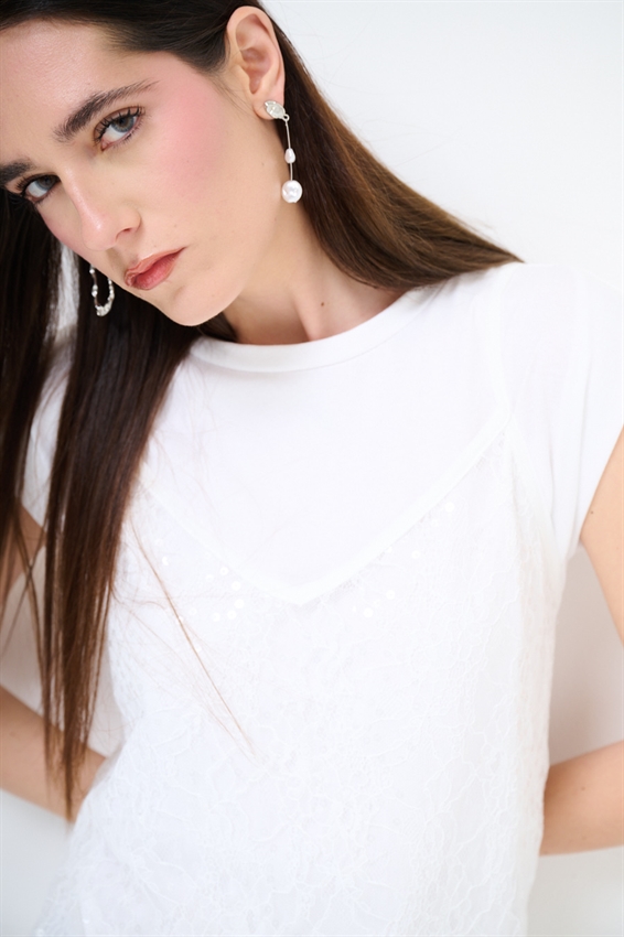 ABITO IN COTONE CON ABITO IN PIZZO BIANCO