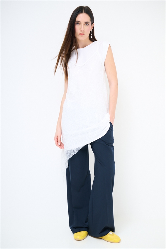 ABITO IN COTONE CON ABITO IN PIZZO BIANCO