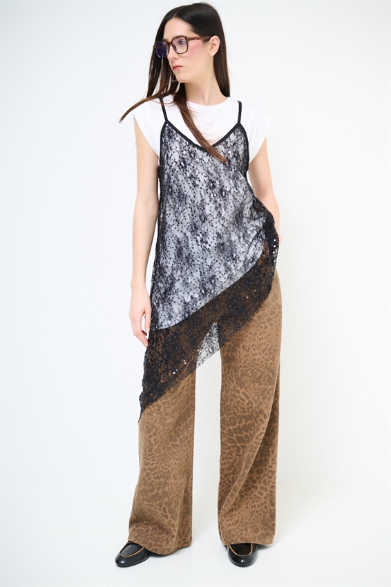 ABITO IN COTONE CON ABITO IN PIZZO NERO