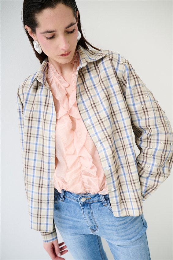 CAMICIA OVERSIZE A FANTASIA CON CASTONI QUADRATO