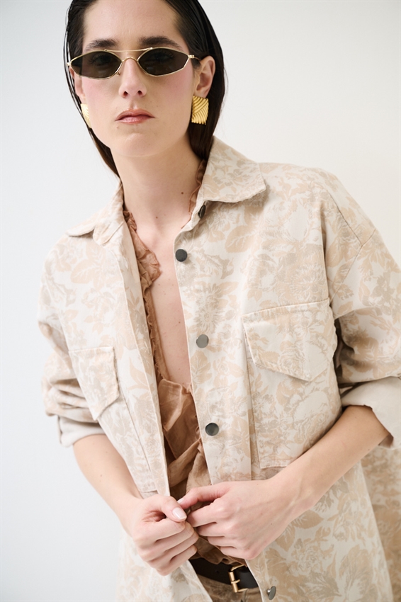 CAMICIA IN GABARDINA STAMP. OVER A DUE TASCHE SAFARI