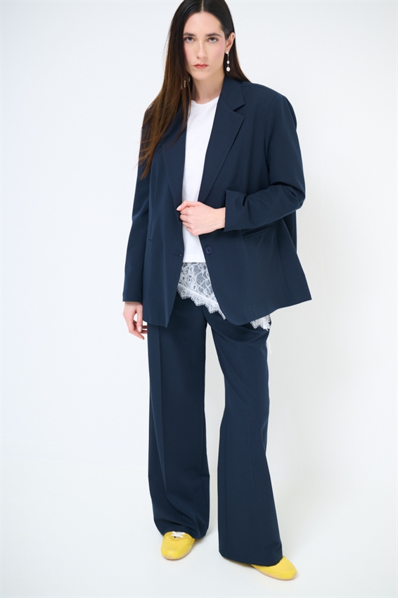 GIACCA OVER CON TASCHE A FILETTO BLU