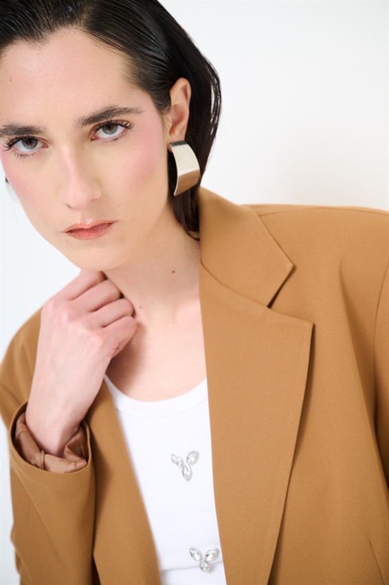 GIACCA OVER CON TASCHE A FILETTO CACAO