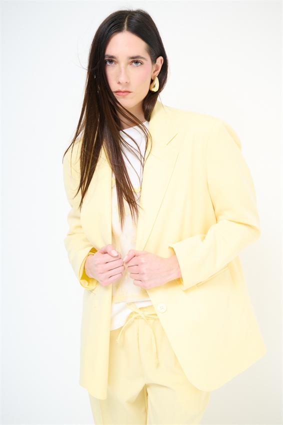 GIACCA OVER CON TASCHE A FILETTO GIALLO