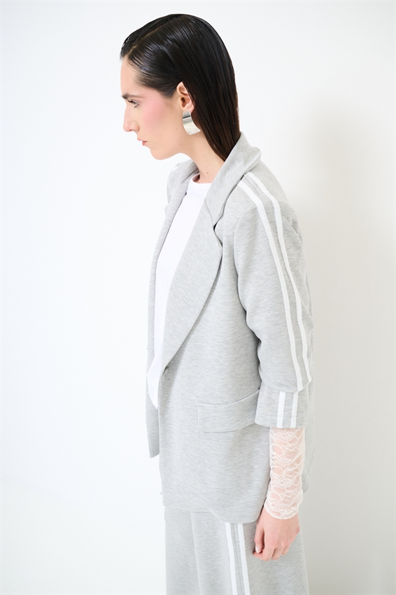 GIACCA MONOPETTO CON BANDE VISCOSA MODAL GRIGIO