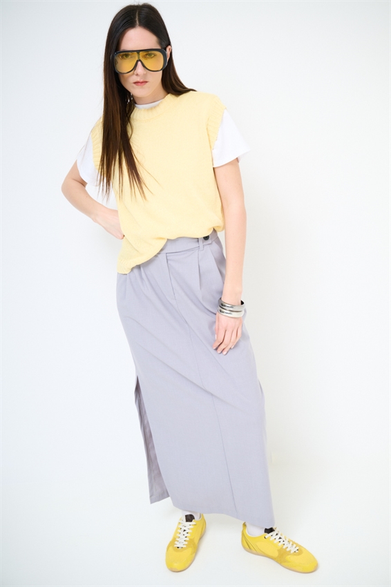 GILET PARICOLLO IN COTONE GIALLO