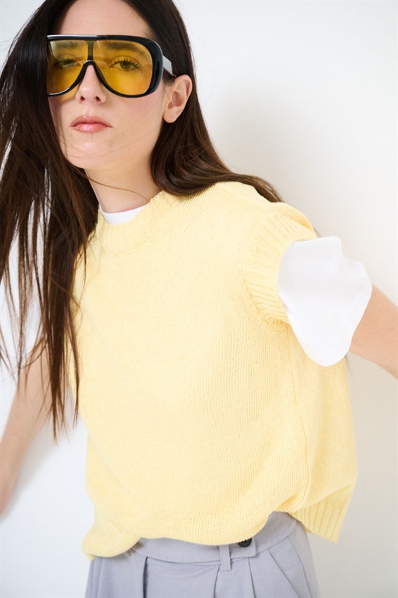 GILET PARICOLLO IN COTONE GIALLO